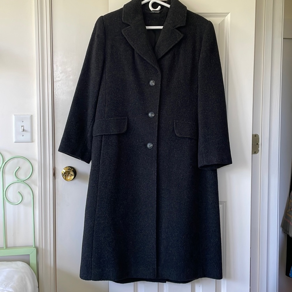3/4 Long dark gray wool-blend coat, Size 10